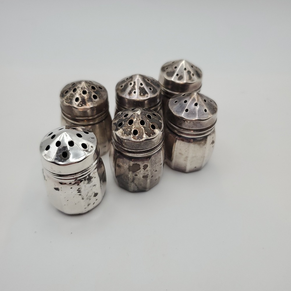 Lot of 6 Vintage Sterling Silver Salt And Pepper Shakers .8 Oz Total Weight